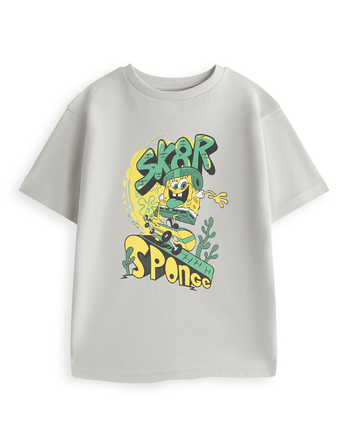 SpongeBob SquarePants Short Sleeved T-Shirt | Boys Light Grey | Official Merch