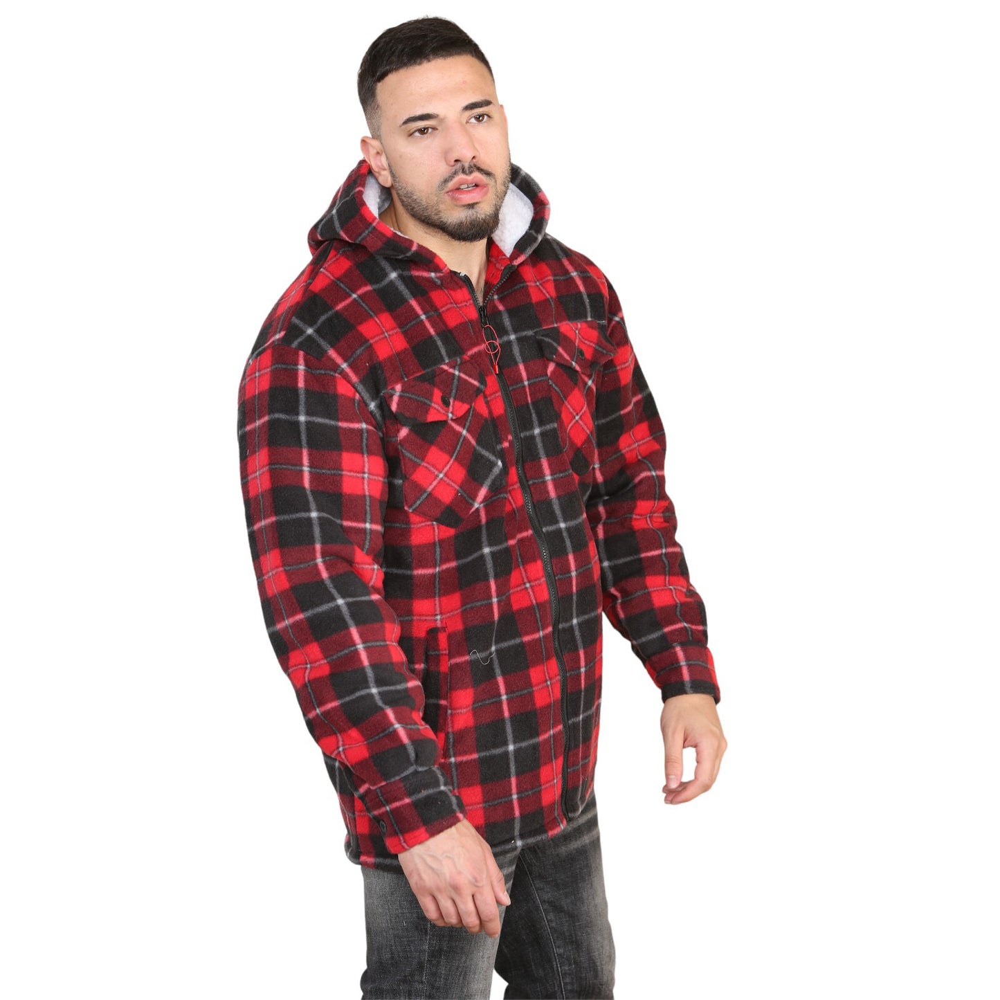 MENS PADDED SHIRT FUR LINED LUMBERJACK FLANNEL WORK JACKET WARM THICK CASUAL TOP