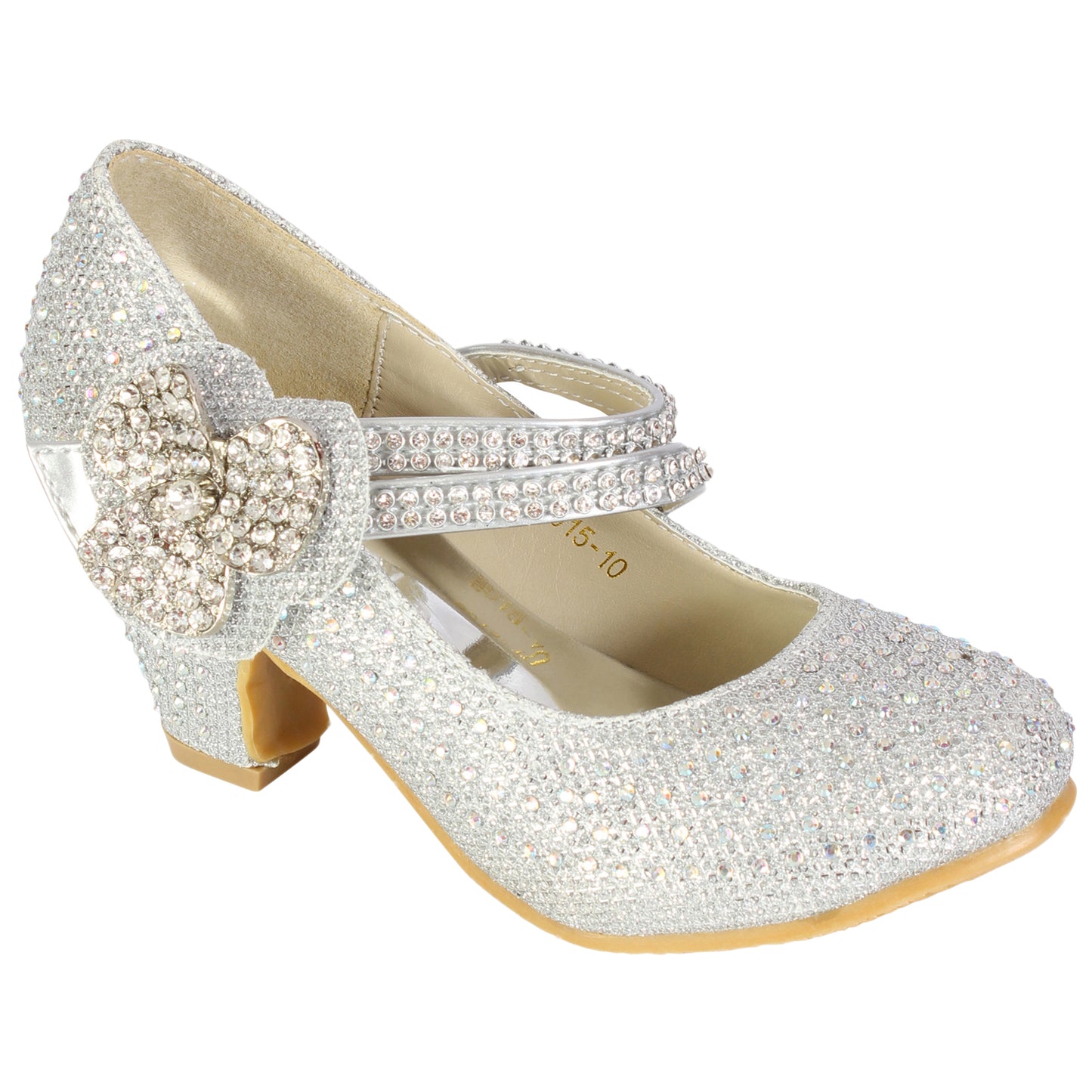 GIRLS WEDDING SHOES PARTY BRIDESMAID DIAMANTE LOW HEEL MARY JANE EVENING SANDAL