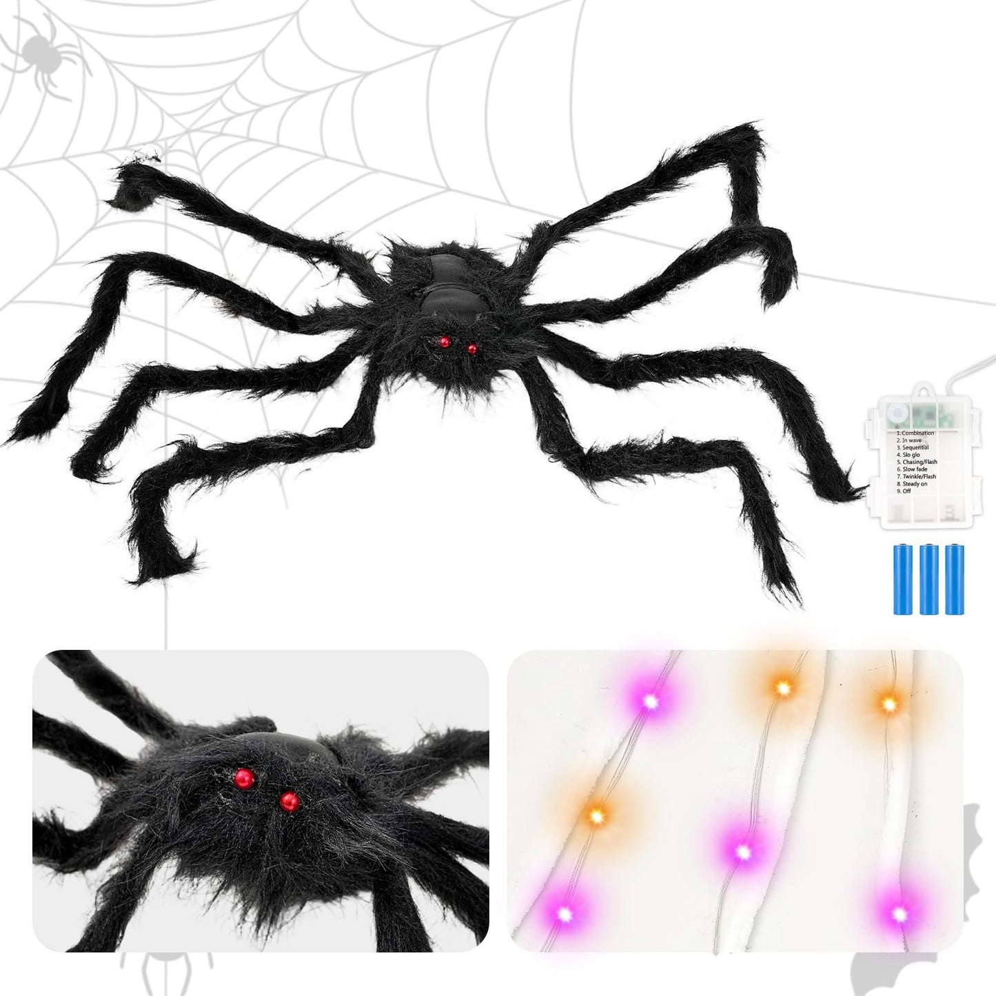 TRIXES GIANT LIGHT-UP SPIDERS WEB AND SPIDER – XL HALLOWEEN DECORATION