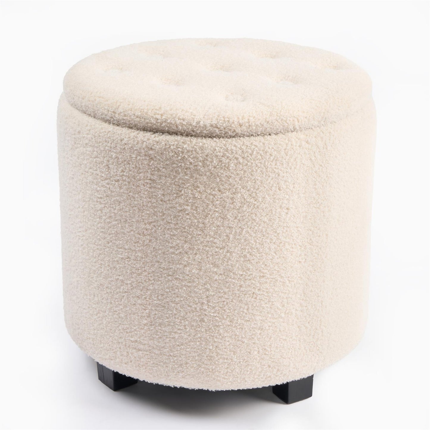 OHS Ottoman Stool Storage Boucle Vanity Seat Soft Foot Rest Pouffe Home Chair