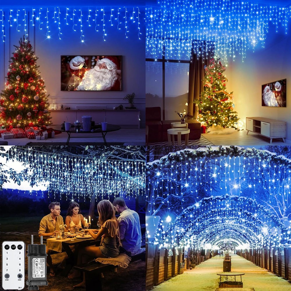 CHRISTMAS LED WHITE SNOWING ICICLE BRIGHT PARTY WEDDING XMAS OUTDOOR LIGHTS