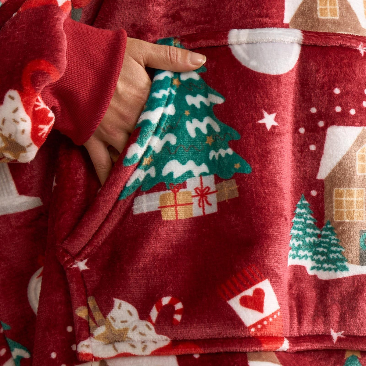 Xmas Hoodie Blanket Throw Sherpa Fleece Warm Plush Jumper Sweatshirt Super Soft