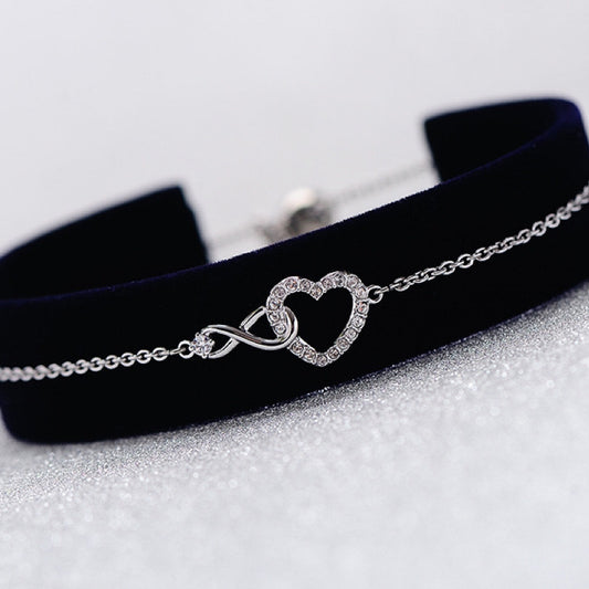 925 Sterling Silver Crystal Heart Fahsion Adjustable Bracelet Women Jewellery