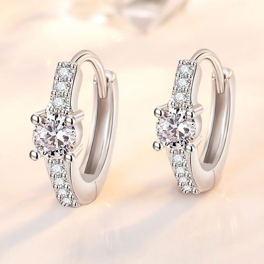 925 Sterling Silver Crystal Cubic Zirconia Hoop Earrings Women Girls Jewellery