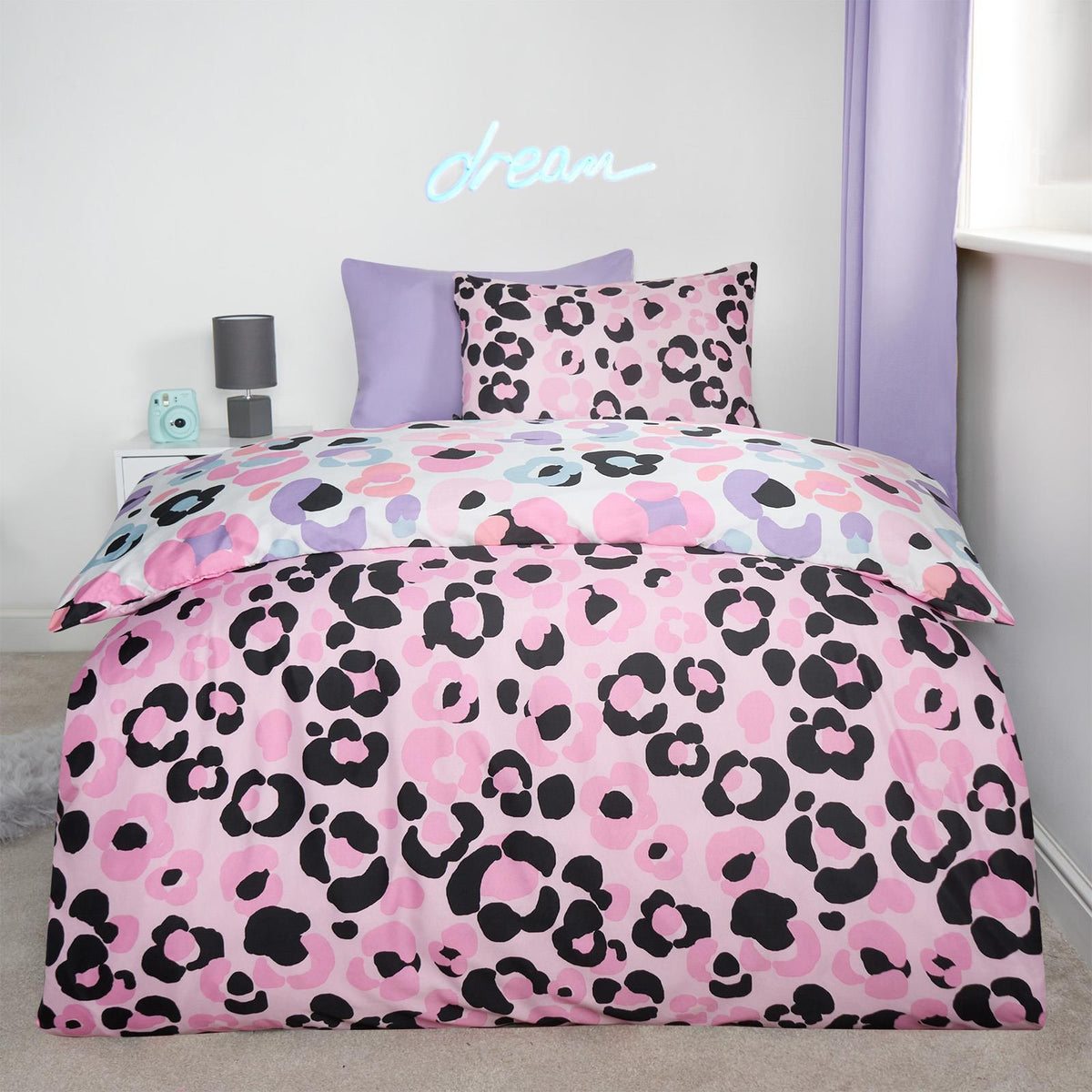 Leopard Reversible Duvet Cover Set Soft Quilt with Pillowcases Animal Bedding