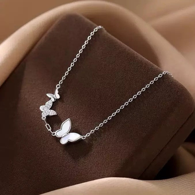 925 Sterling Silver Crystal Butterfly Linked Charm Bracelet Women Jewellery UK