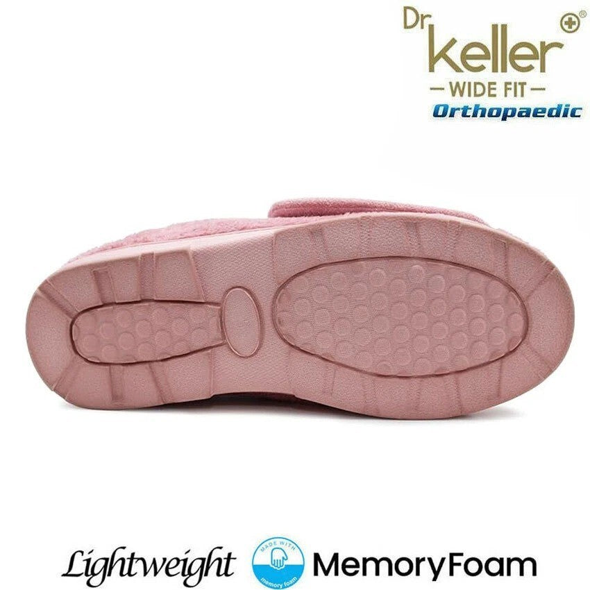 Dr Keller Ladies Wide Fit Memory Foam Slipper Washable Diabetic Orthopaedic Shoe