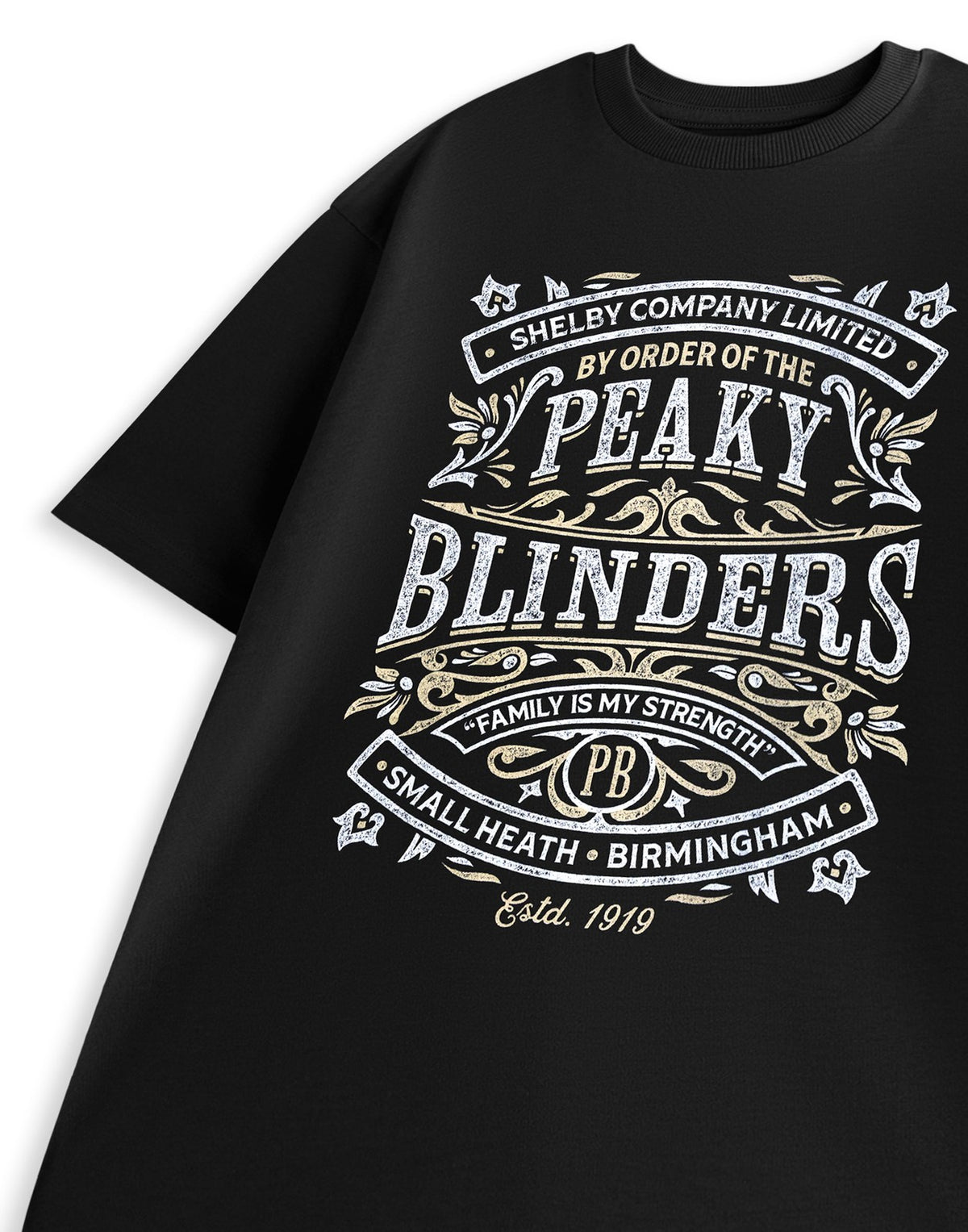 Peaky Blinders Short Sleeved T-Shirt | Mens Black | Official Merch