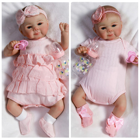 Realistic Reborn Newborn Baby Girl Doll Vinyl Silicone Handmade Lifelike Twins