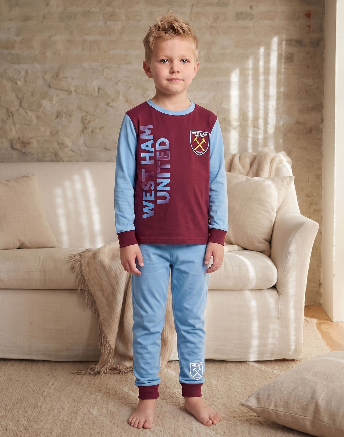 West Ham United Long Sleeve Long Leg Pyjama Set | Boys Claret | Official Merch