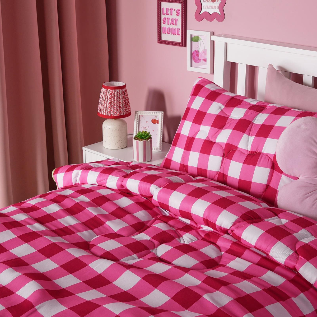 OHS Cherry Bows 7.5 Tog Coverless Duvet with Pillowcase Winter Warm Bedding Set