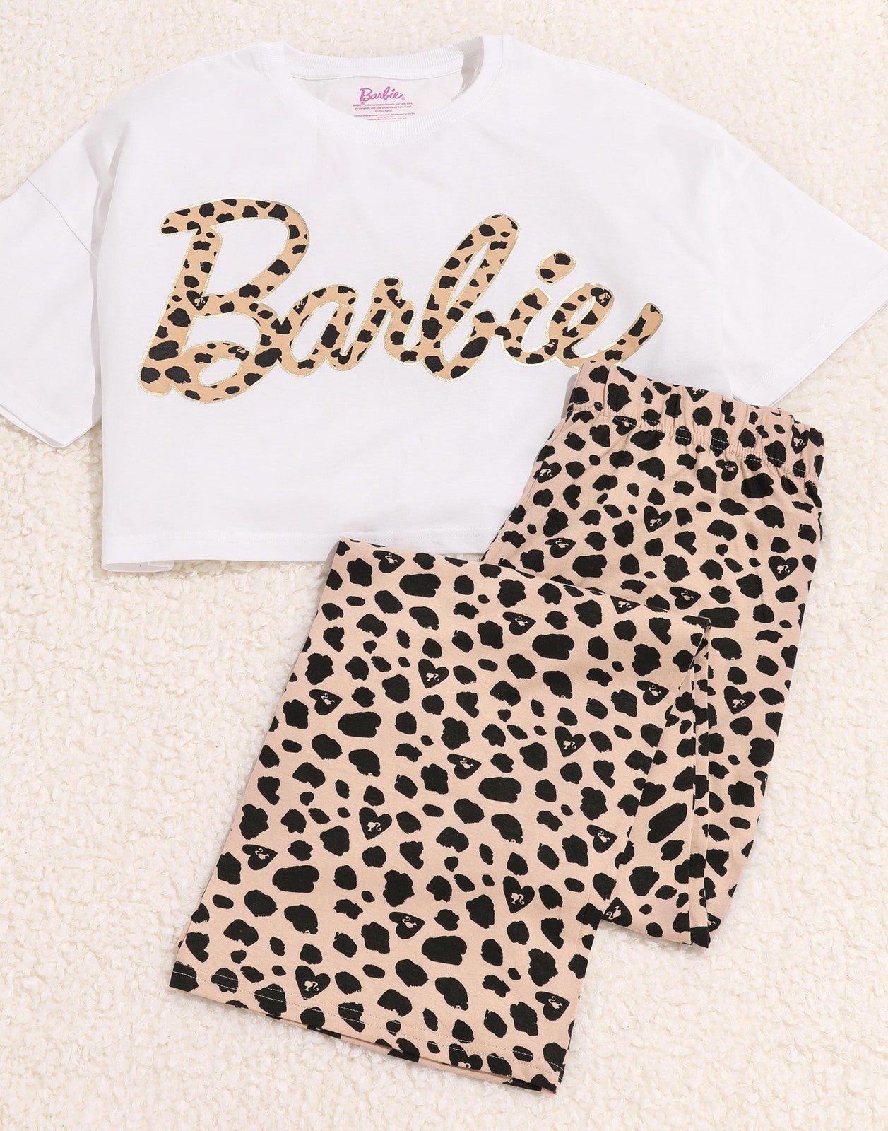Barbie Short Sleeve Long Leg Pyjama Set | Womens White | Official Merch