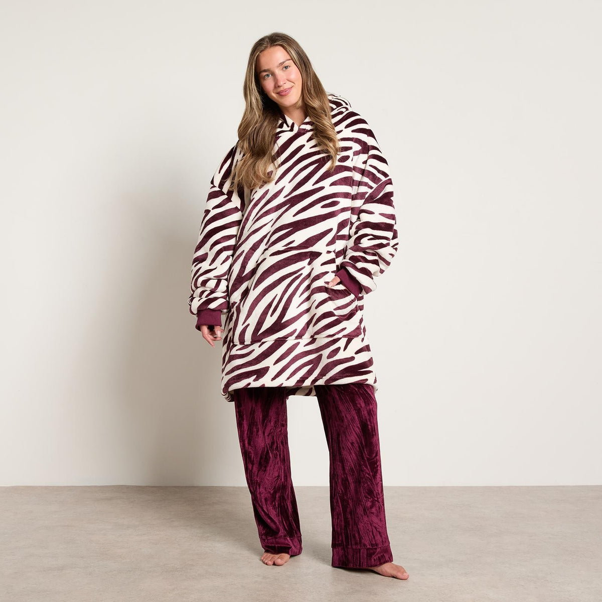 OHS Animal Prints Hoodie Blanket Sherpa Lined Fleece Wearable Throw