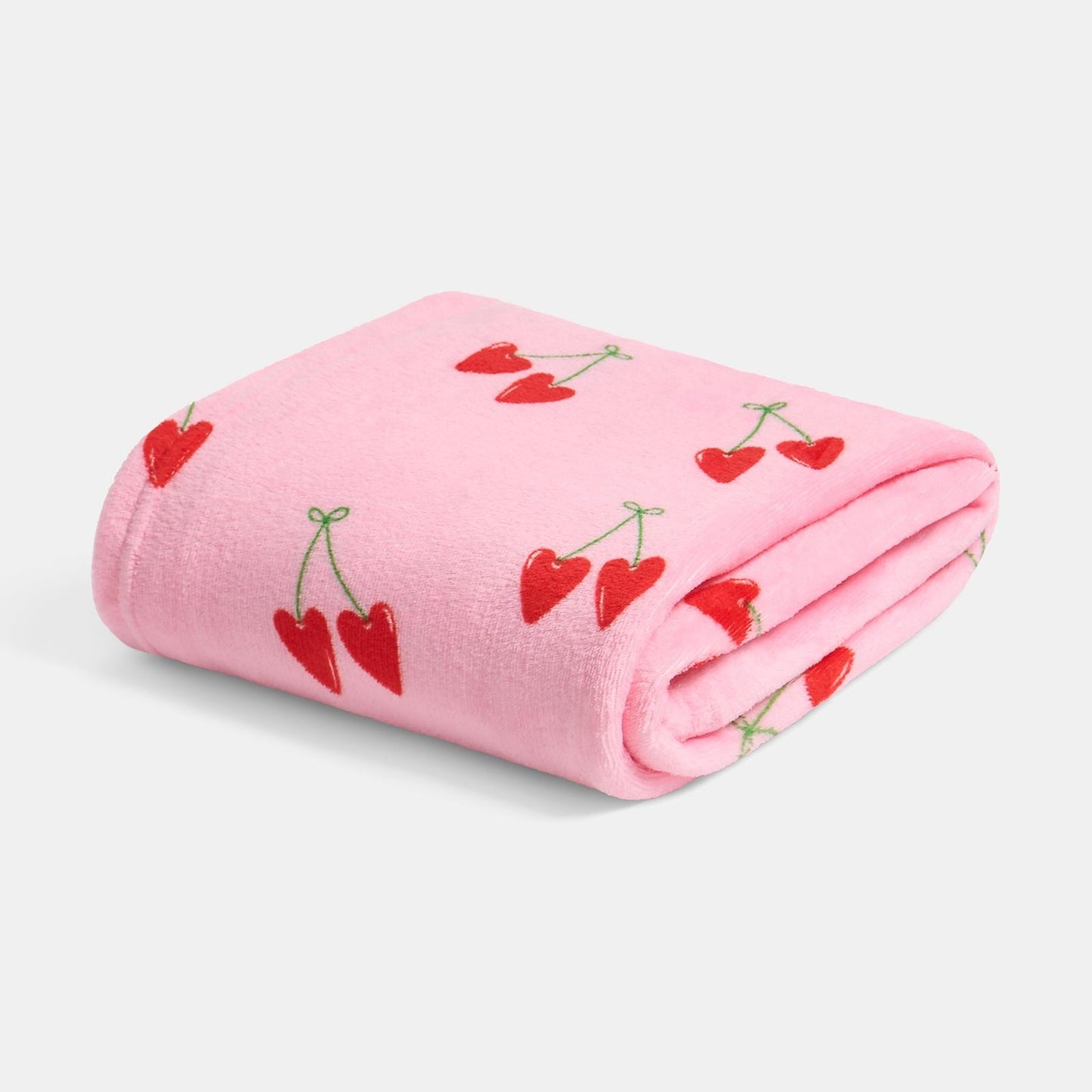 OHS Cherry Print Throw Ultra Soft Blanket Flannel Fleece Lightweight Bedspread