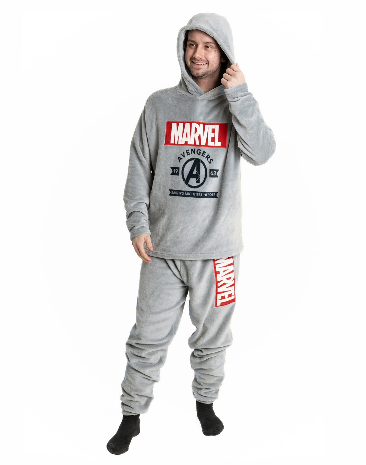 Marvel Long Sleeve Long Leg Pyjama Set | Mens Grey | Official Merch