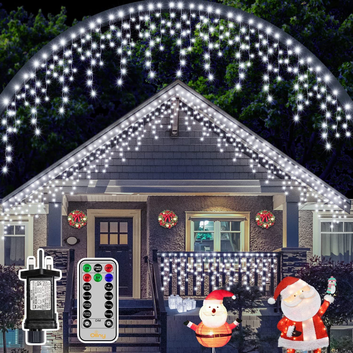 CHRISTMAS LED WHITE SNOWING ICICLE BRIGHT PARTY WEDDING XMAS OUTDOOR LIGHTS