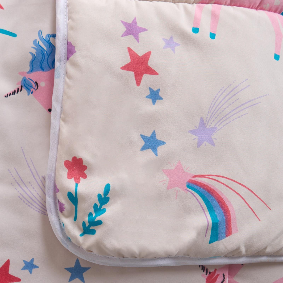 Coverless 10.5 Tog Unicorn Duvet Pillowcase Kids Single Quilt Travel Bedding Set