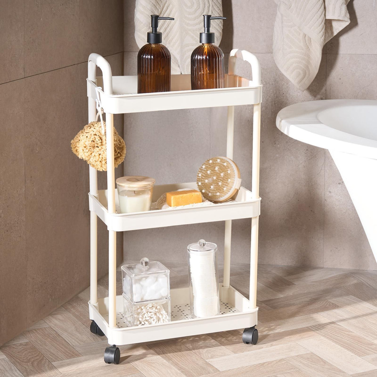 OHS Trolley Cart 3 Tier Roll Bathroom Storage Portable Kitchen Home Organiser