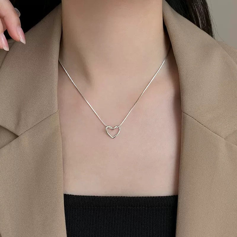 925 Sterling Silver Love Heart Choker Necklace Women Girls Jewellery Gift UK