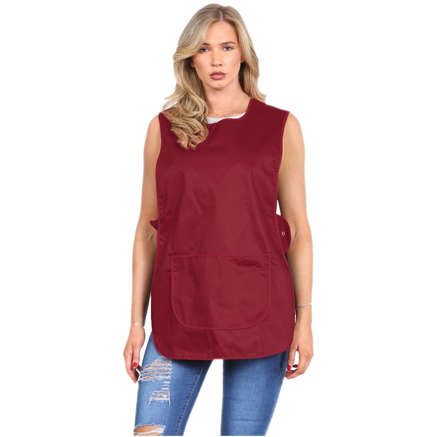 Plain Tabard Apron Workwear Cleaning Catering Salon | Large Pocket | Popper Fast