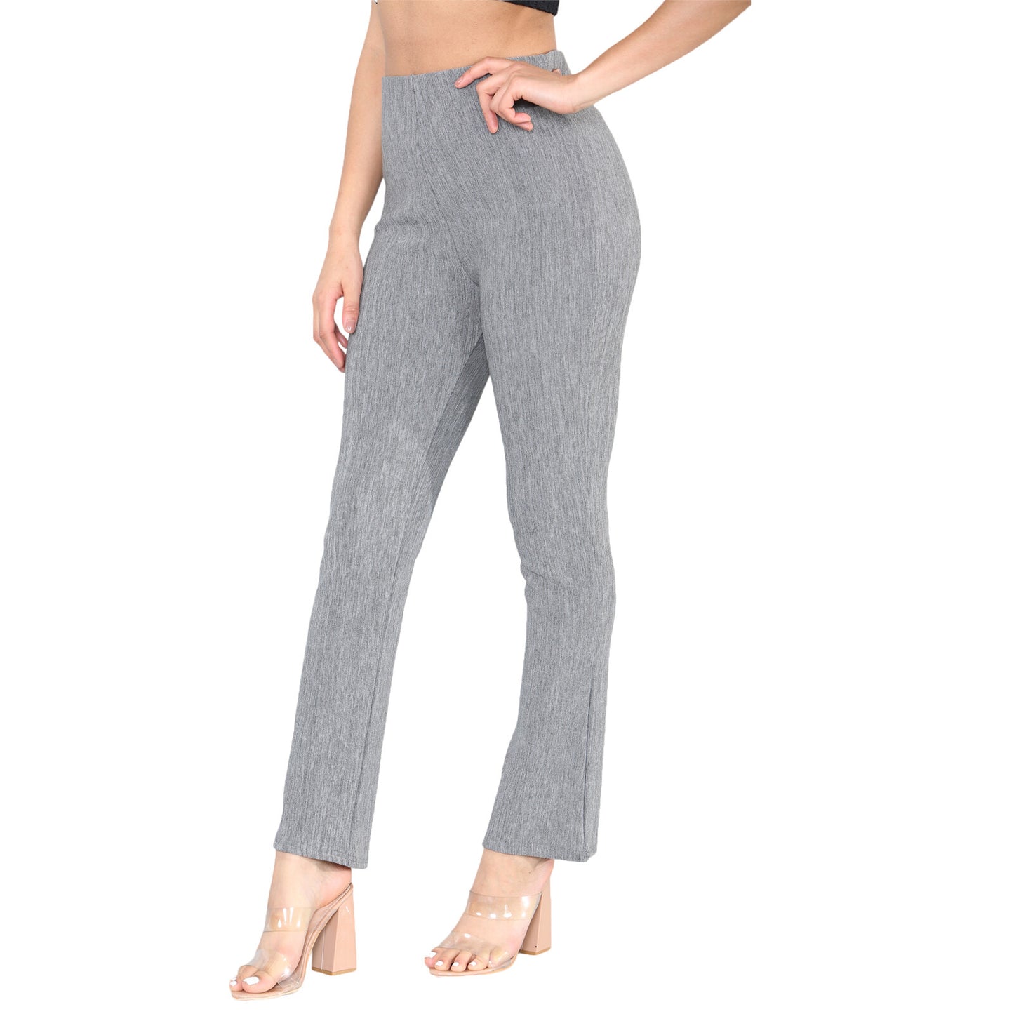PACK OF 2 WOMENS BOOTLEG TROUSERS LADIES ELASTICATED WAIST RIBBED PANTS BOTTOMS