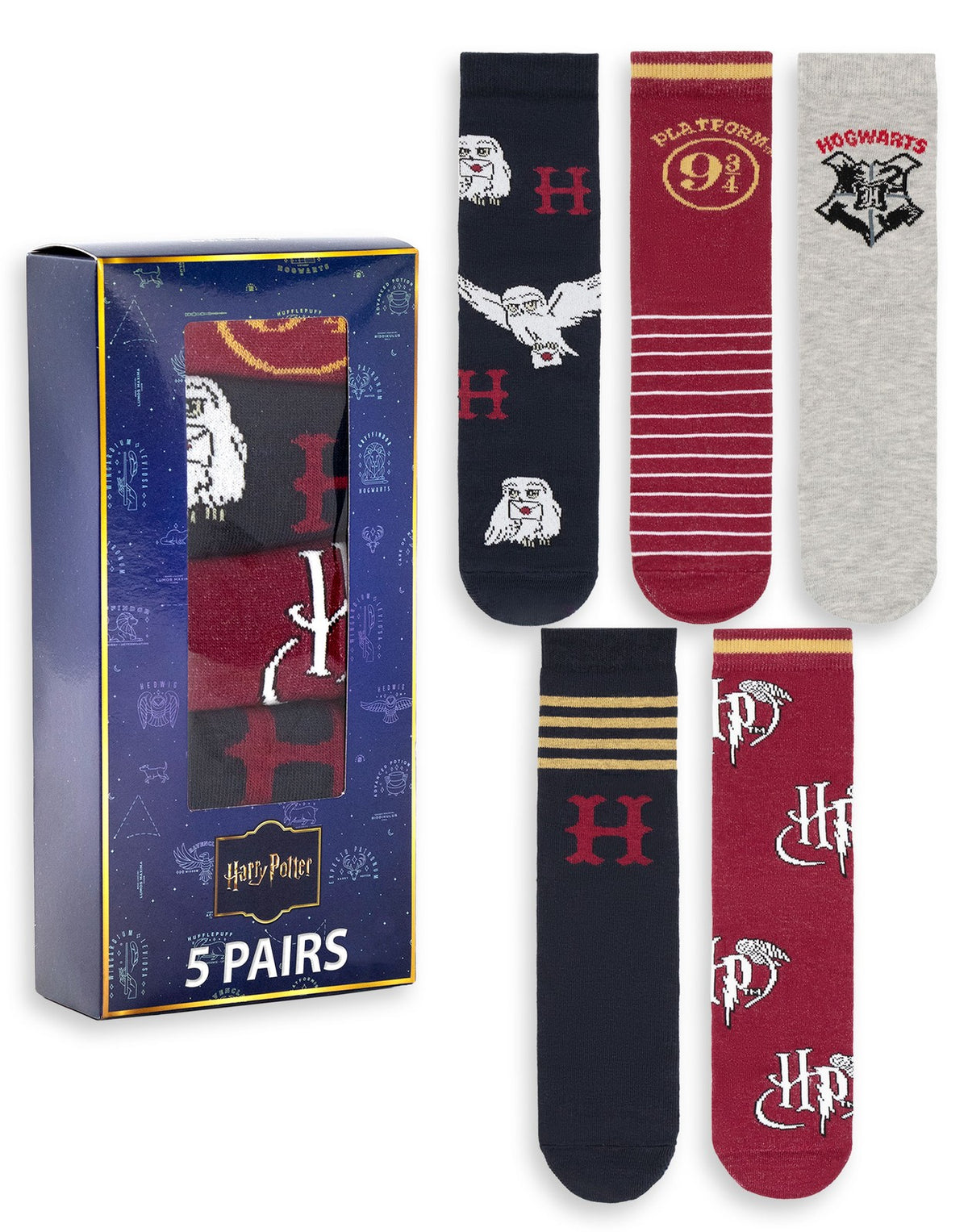 Harry Potter Calf Socks Set of 5 | Womens Multicoloured | Official Merch