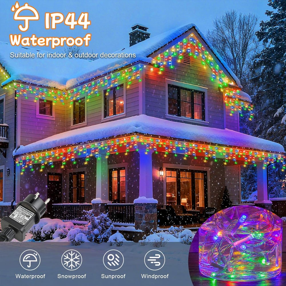 CHRISTMAS LED WHITE SNOWING ICICLE BRIGHT PARTY WEDDING XMAS OUTDOOR LIGHTS
