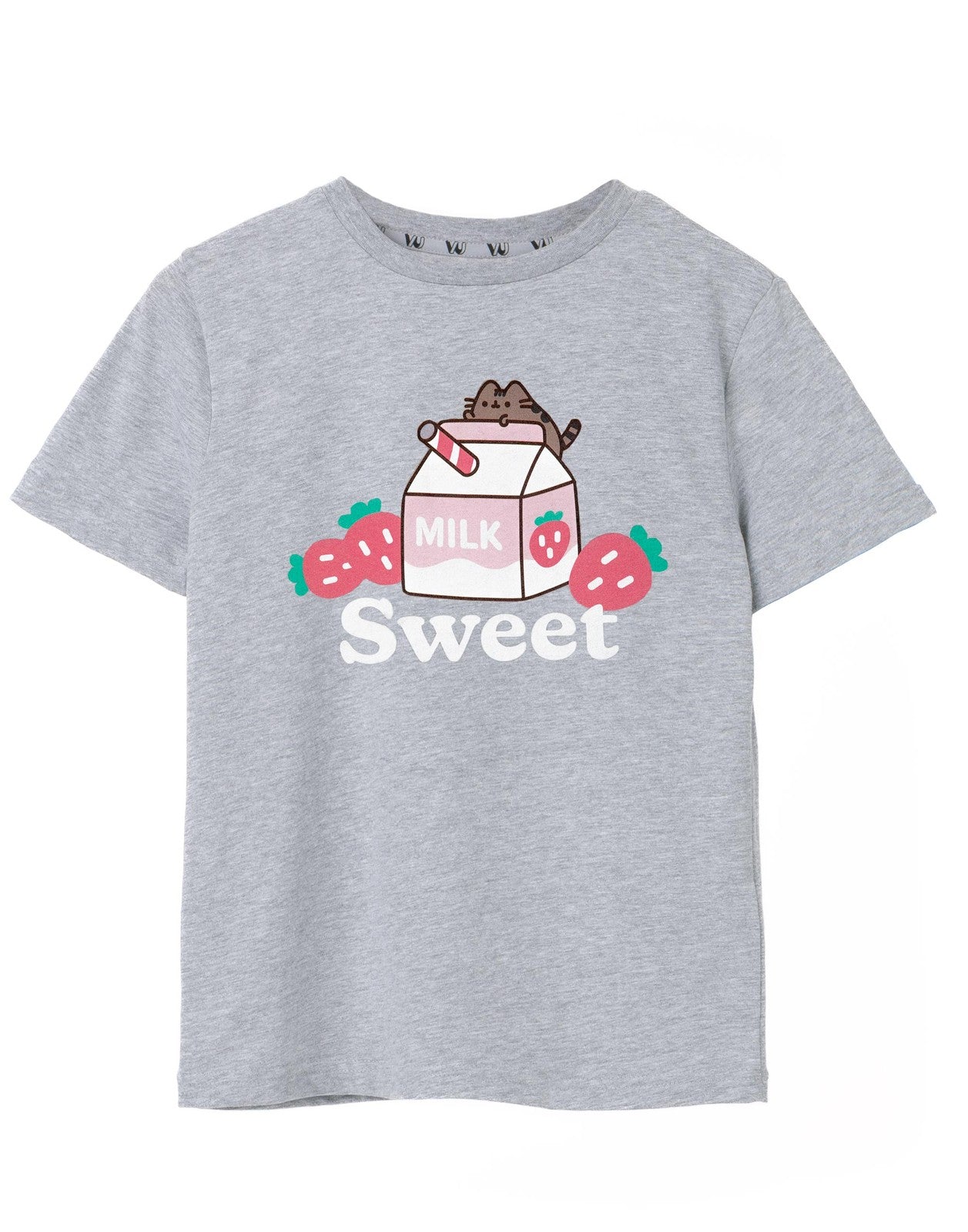 Pusheen Short Sleeved T-Shirt | Girls Grey Marl | Official Merch