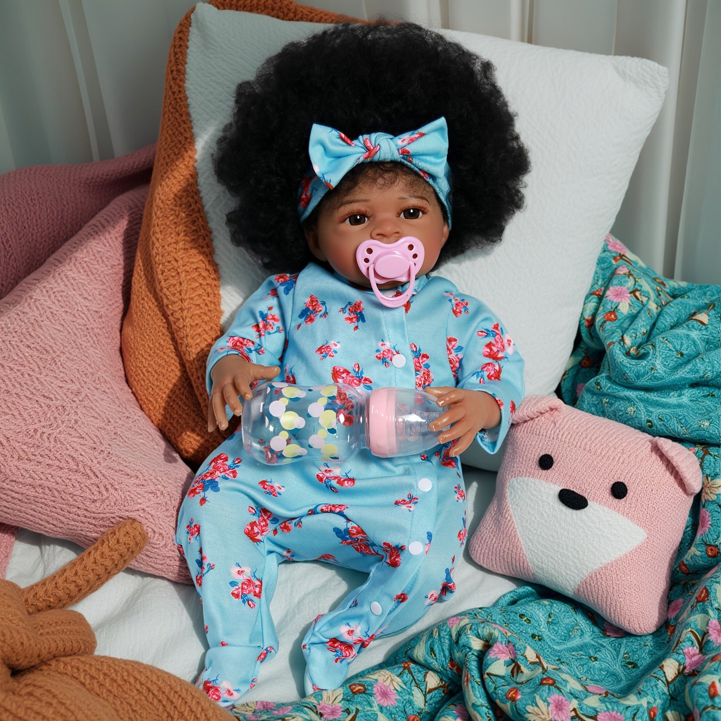 18" Realistic Reborn Dolls African American Girl Doll Life Newborn Babies Gift