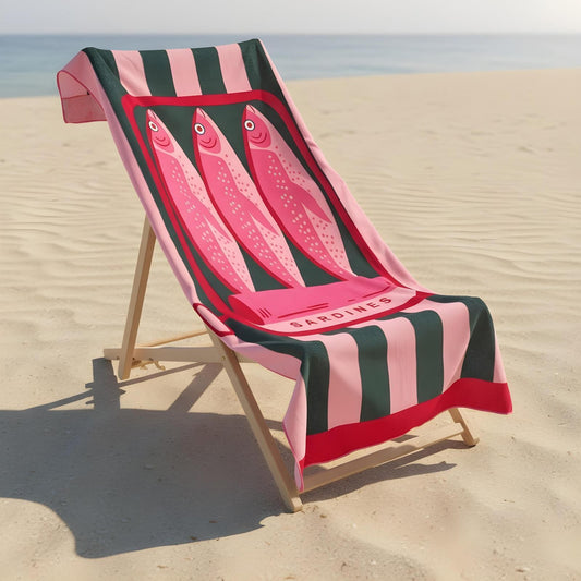 OHS Slogan Beach Towel Printed Quick Dry Summer Travel Microfibre Absorbent Swim