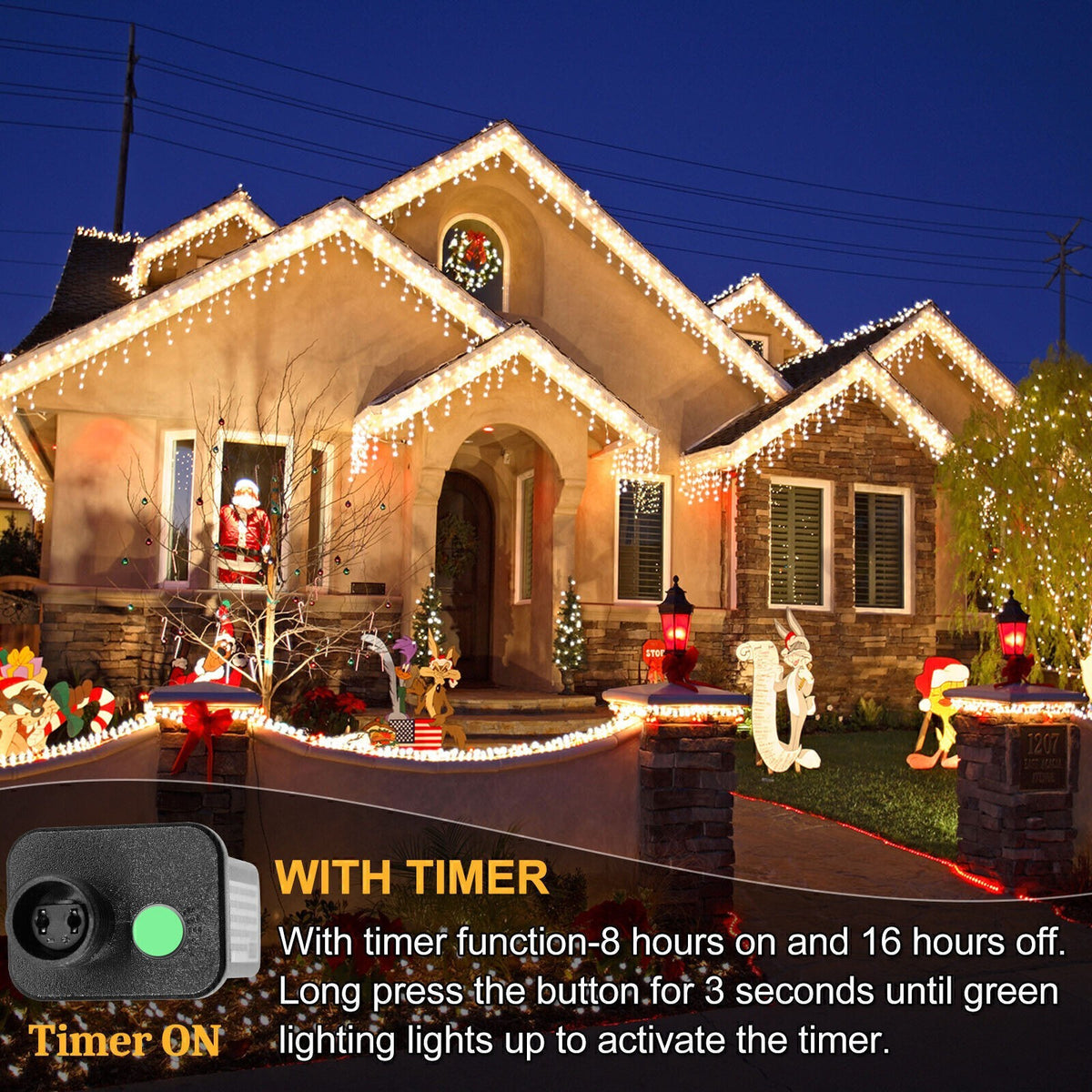CHRISTMAS LED WHITE SNOWING ICICLE BRIGHT PARTY WEDDING XMAS OUTDOOR LIGHTS