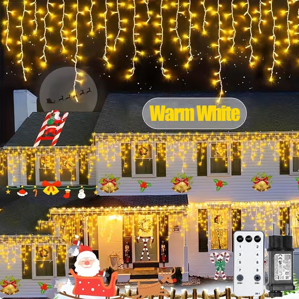CHRISTMAS LED WHITE SNOWING ICICLE BRIGHT PARTY WEDDING XMAS OUTDOOR LIGHTS