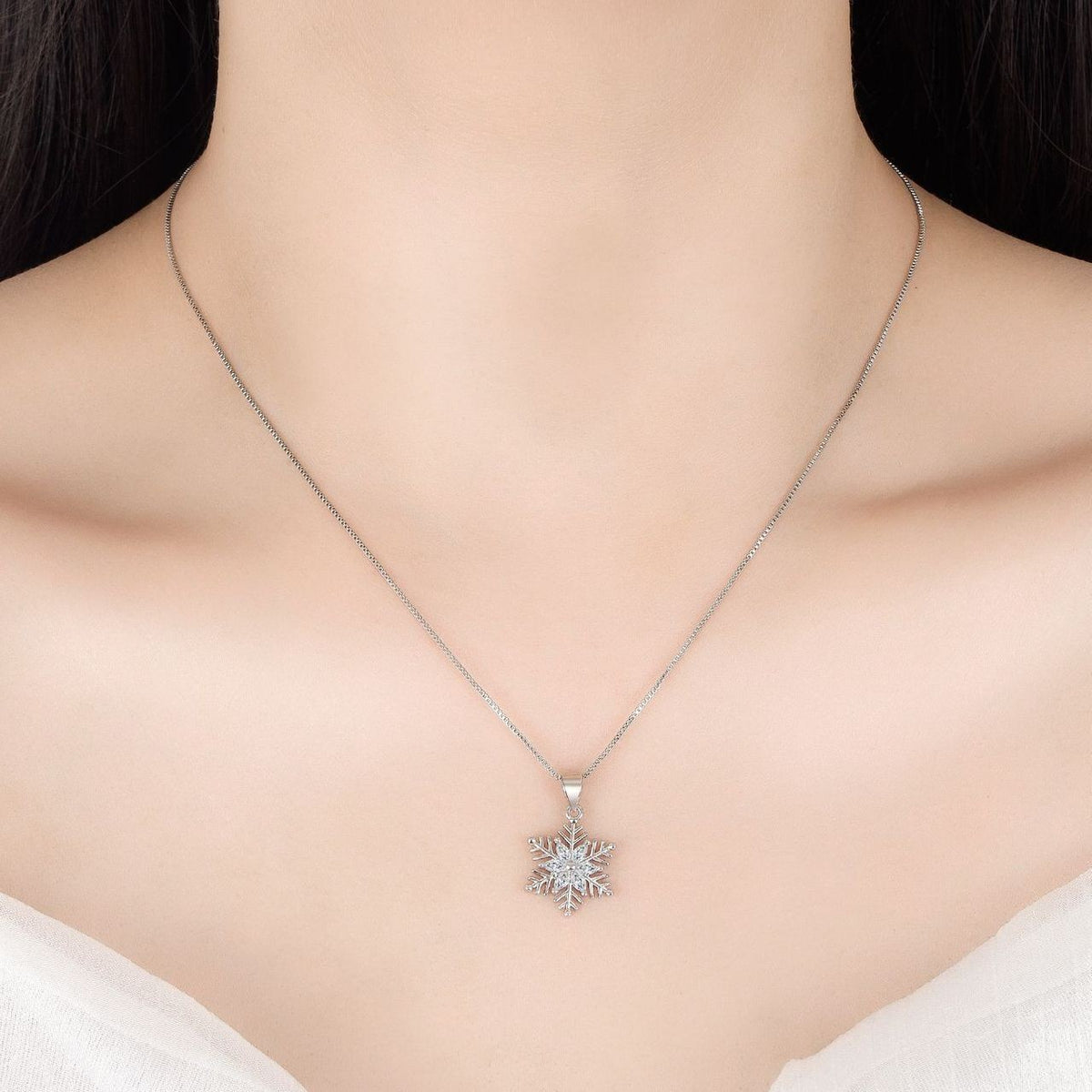 Crystal Snowflakes 925 Sterling Silver Necklace Stud Earrings Christmas Gift UK