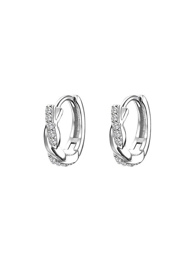 925 Sterling Silver Crystal Twisted Hoop Earrings Women Girls Jewellery Gift UK