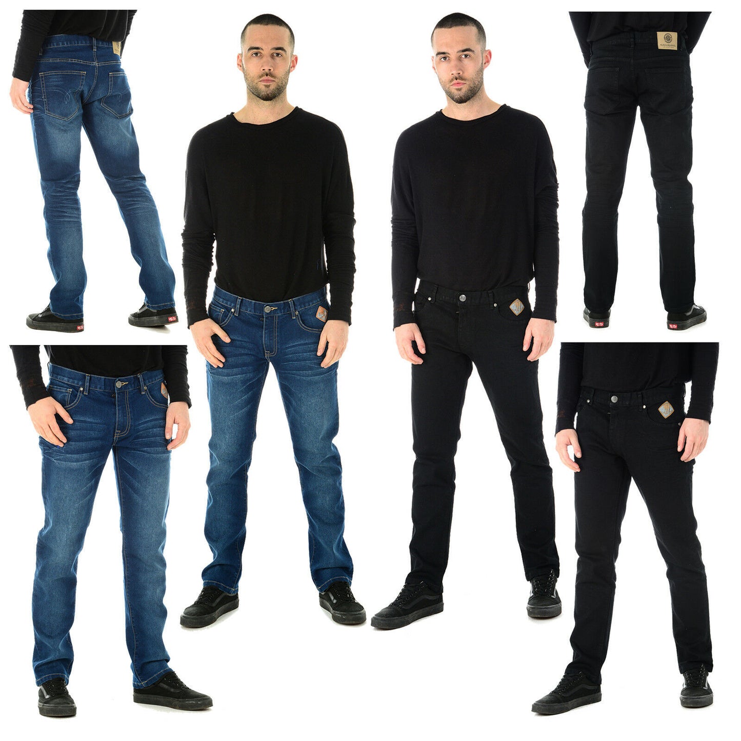 MENS SLIM FIT DENIM JEANS BOYS SKINNY STRETCH SMART CASUAL STRAIGHT LEG TROUSERS