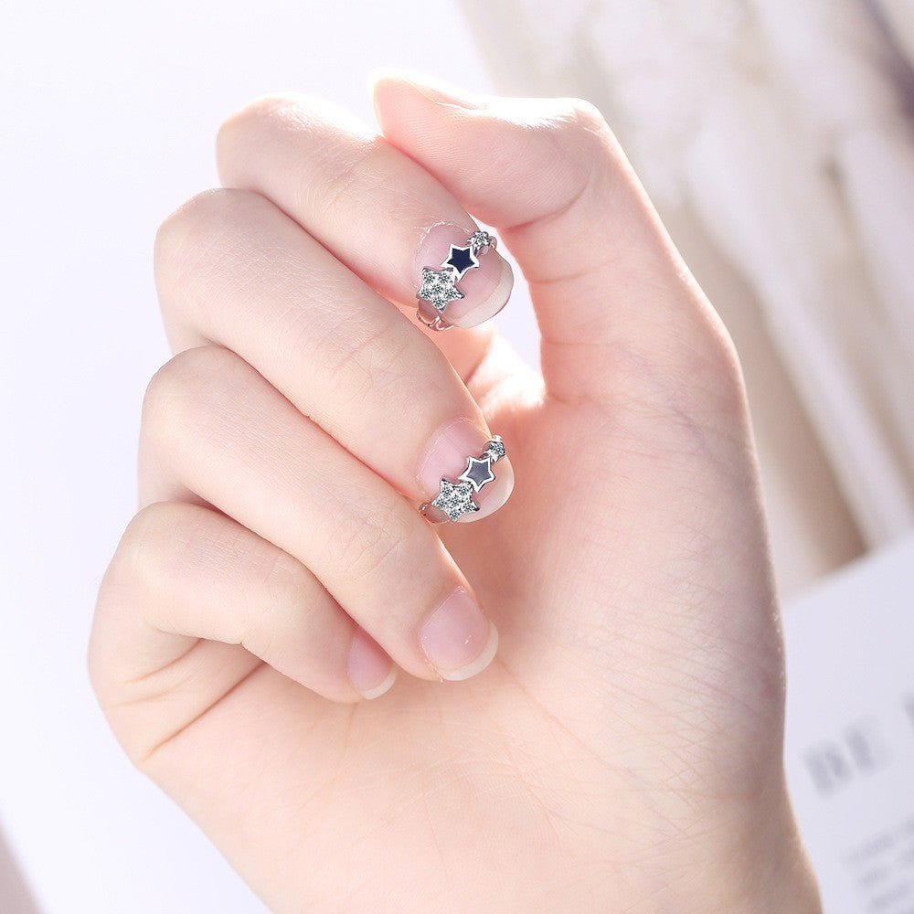 Women Girls 925 Sterling Crystal Star Hoop Earrings Jewellery Gift UK