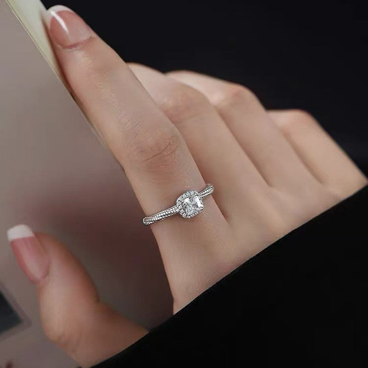 925 Sterling Silver Cubic Zirconia Adjustable Ring Women Girls Jewellery Gift
