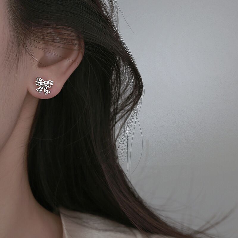 925 Sterling Silver Bow Tie Heart Stud Earrings Jewellery Women Girls Gift UK