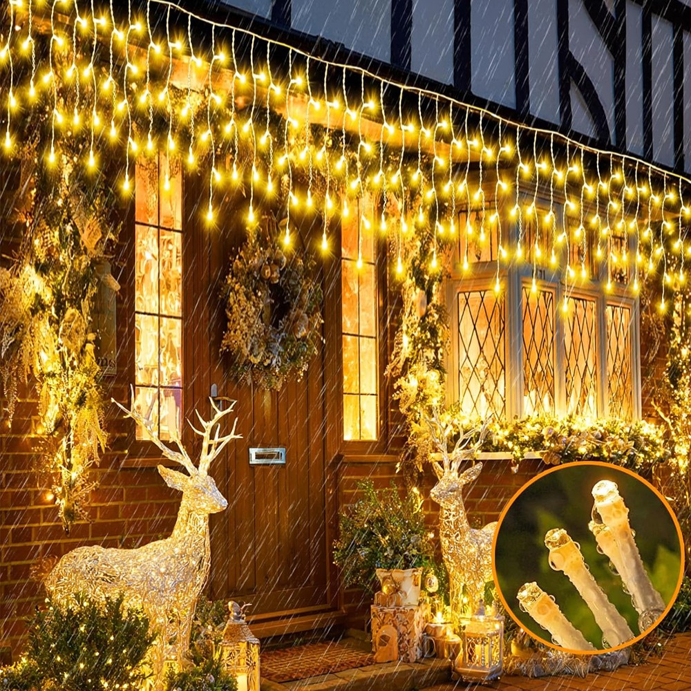 CHRISTMAS LED WHITE SNOWING ICICLE BRIGHT PARTY WEDDING XMAS OUTDOOR LIGHTS