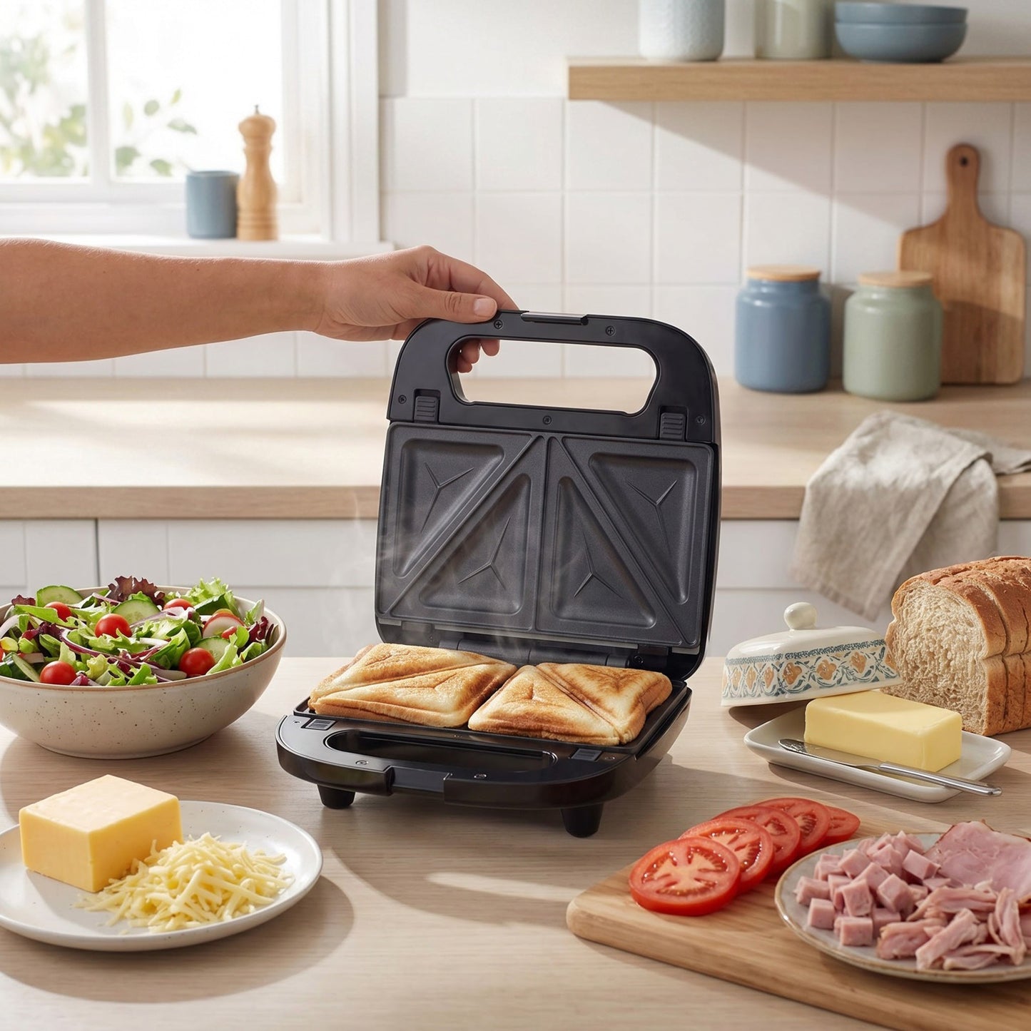 Progress 3-in-1 Snack Maker – Paninis, Toasties & Waffles, Non-Stick, 700W