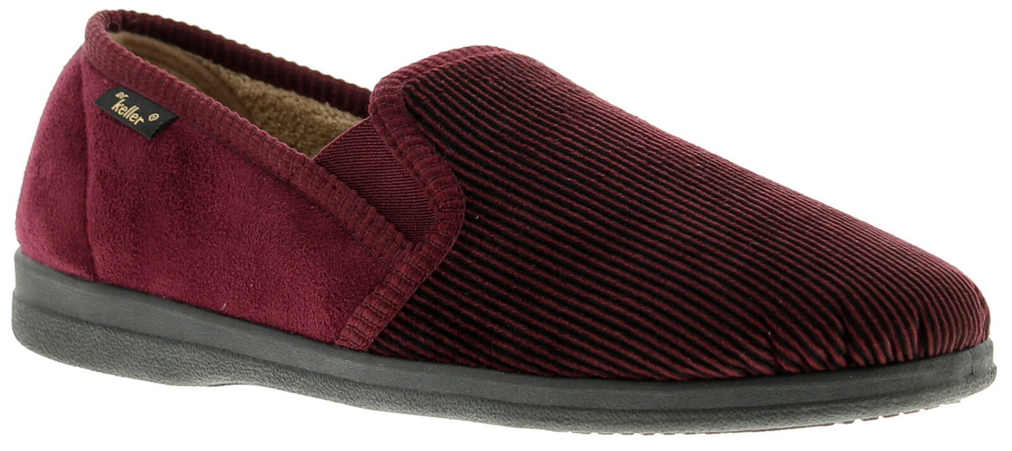 DR KELLER MENS SLIPPERS STRAP FLEECE UPPER WARM  CUSHIONED CASUAL SLIP ON SHOES