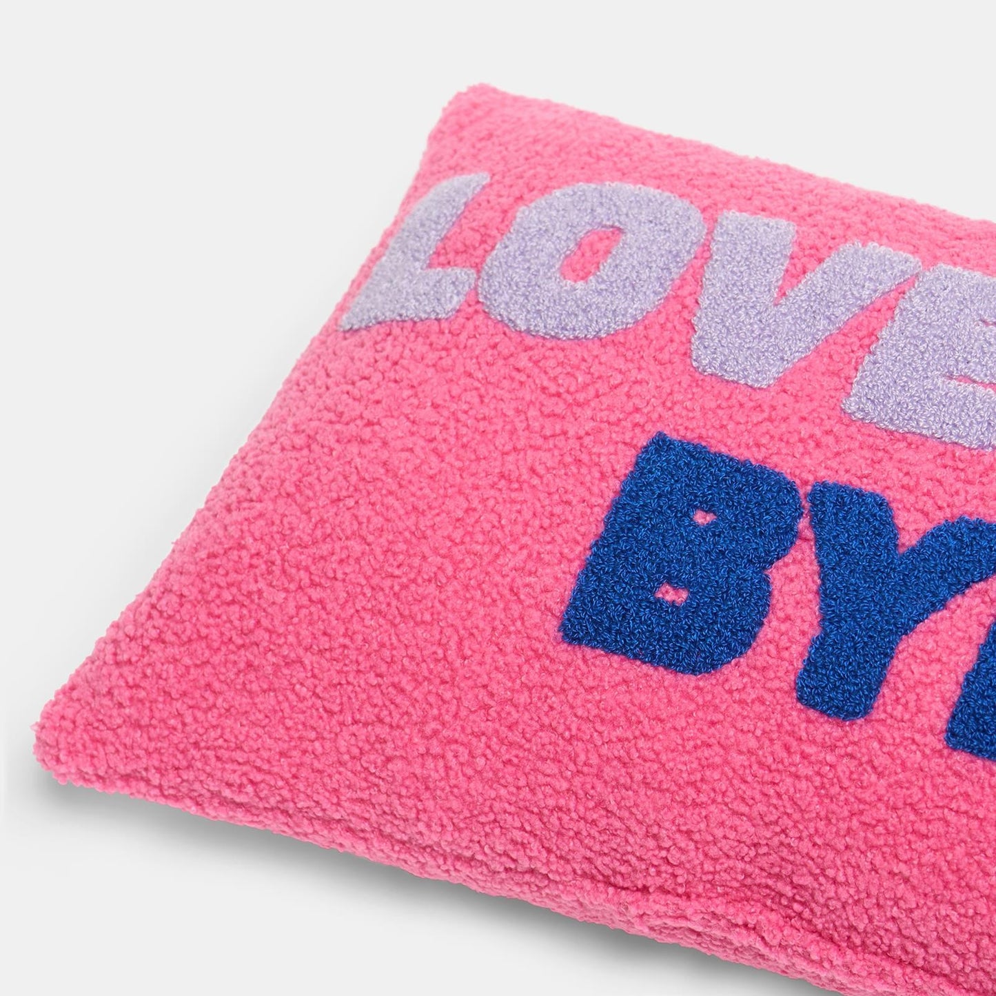 OHS Slogan Scatter Pillow Love You Bye Boucle Decor Filled Cushion Back Support