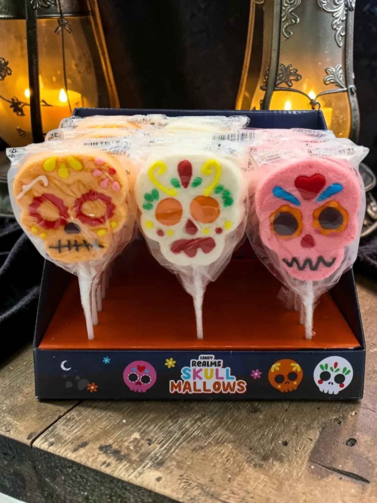 Skull Mallow Lollipops Halloween Fruit Flavoured Sweets 35g each 3, 6 or 12 Pack