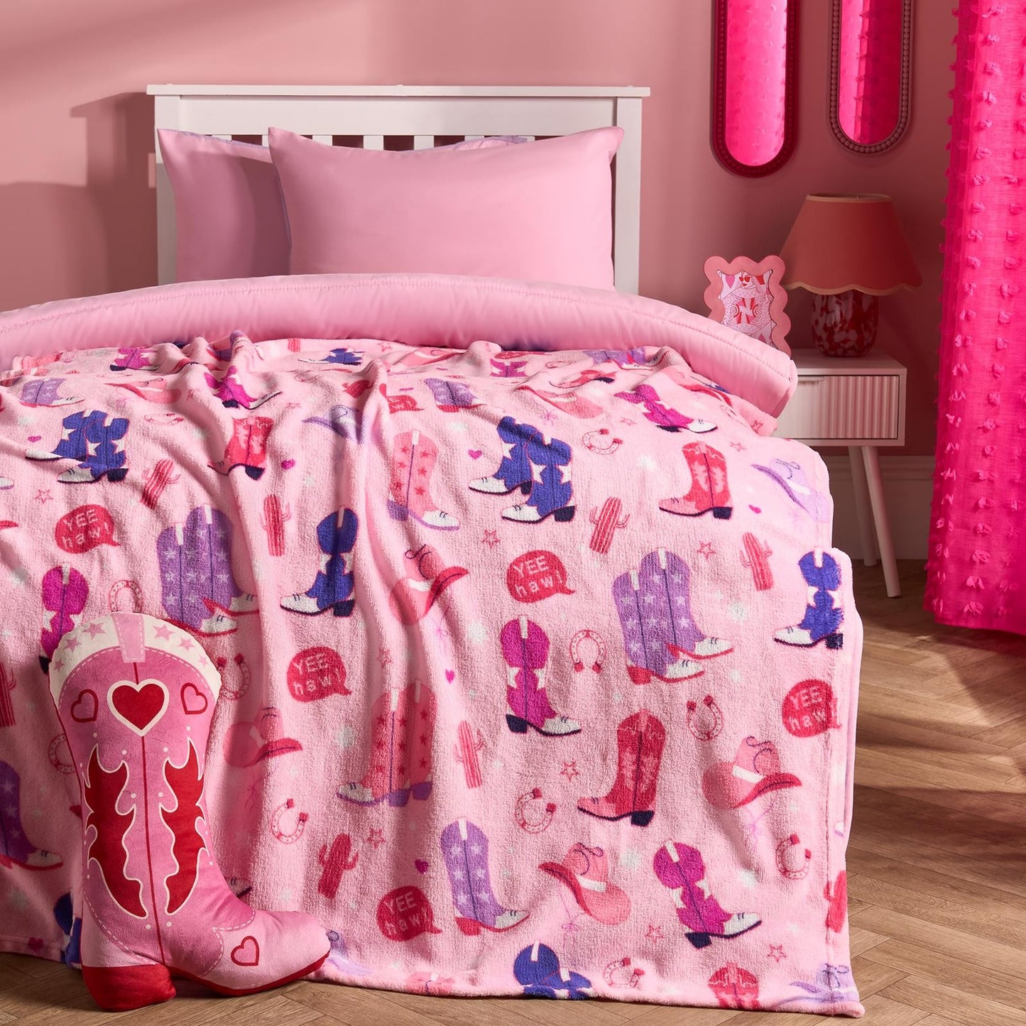 OHS Cowboy Print Throw Ultra Soft Blanket Flannel Fleece Lightweight Bedspread