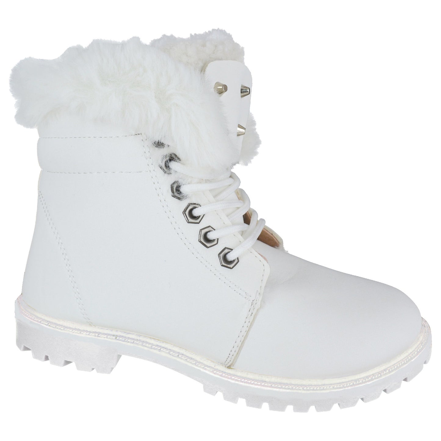 WOMEN LADIES ANKLE FUR LINE BOOTS FLAT GRIP SOLE WINTER ARMY COMBAT WINTER SHOES