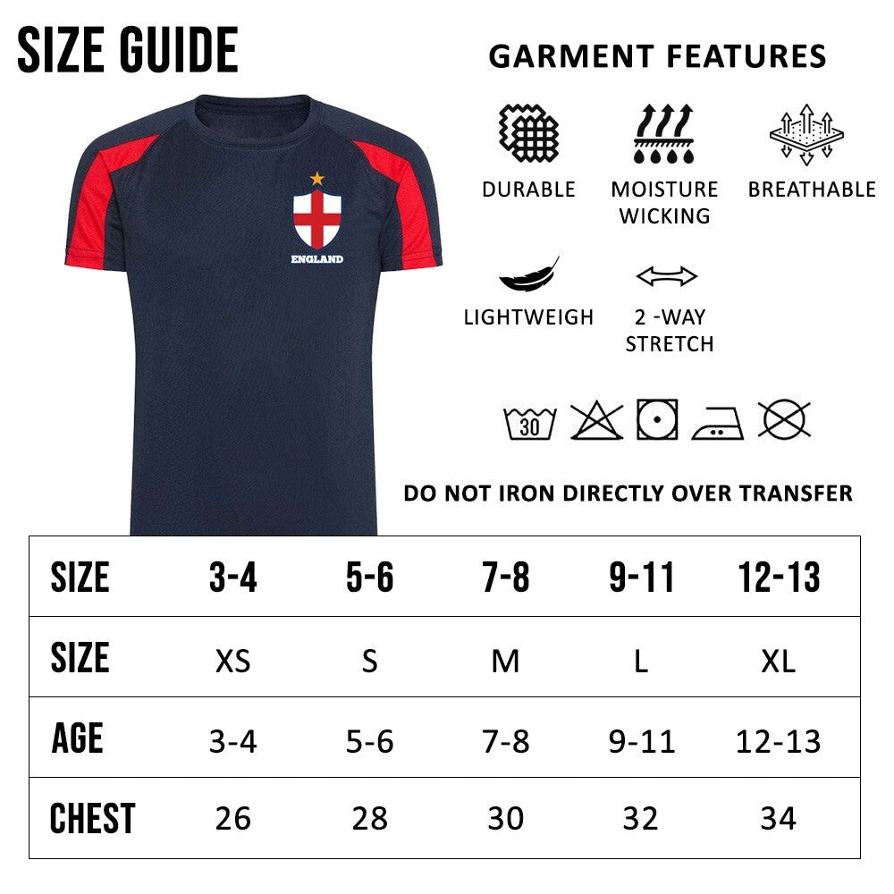 Personalised Kids England Style Home Football Kit Shirt Shorts Socks & Bag
