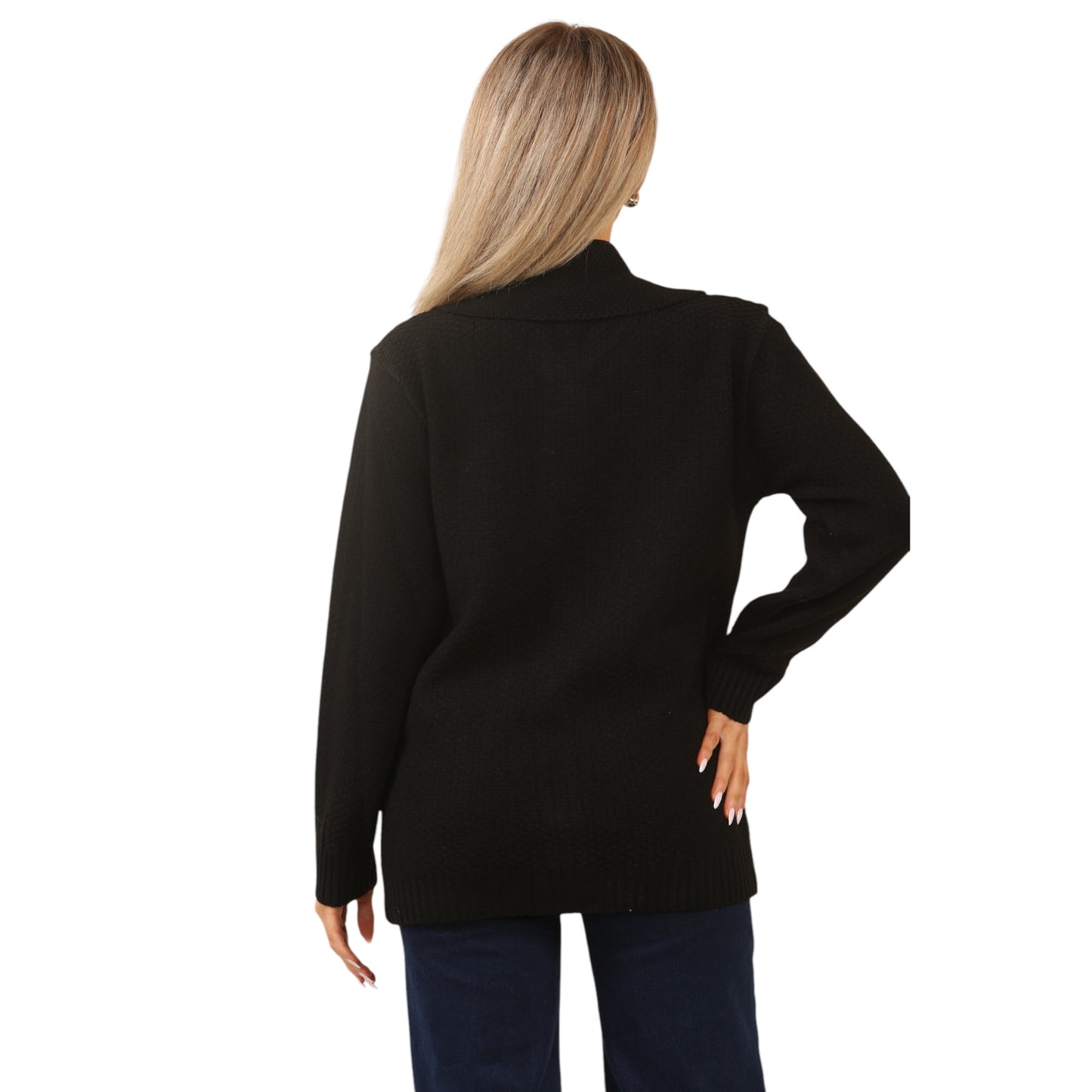 WOMENS ZIP UP CARDIGAN LADIES DIAMOND CABLE KNIT LONG SLEEVES SWEATER TOP JUMPER