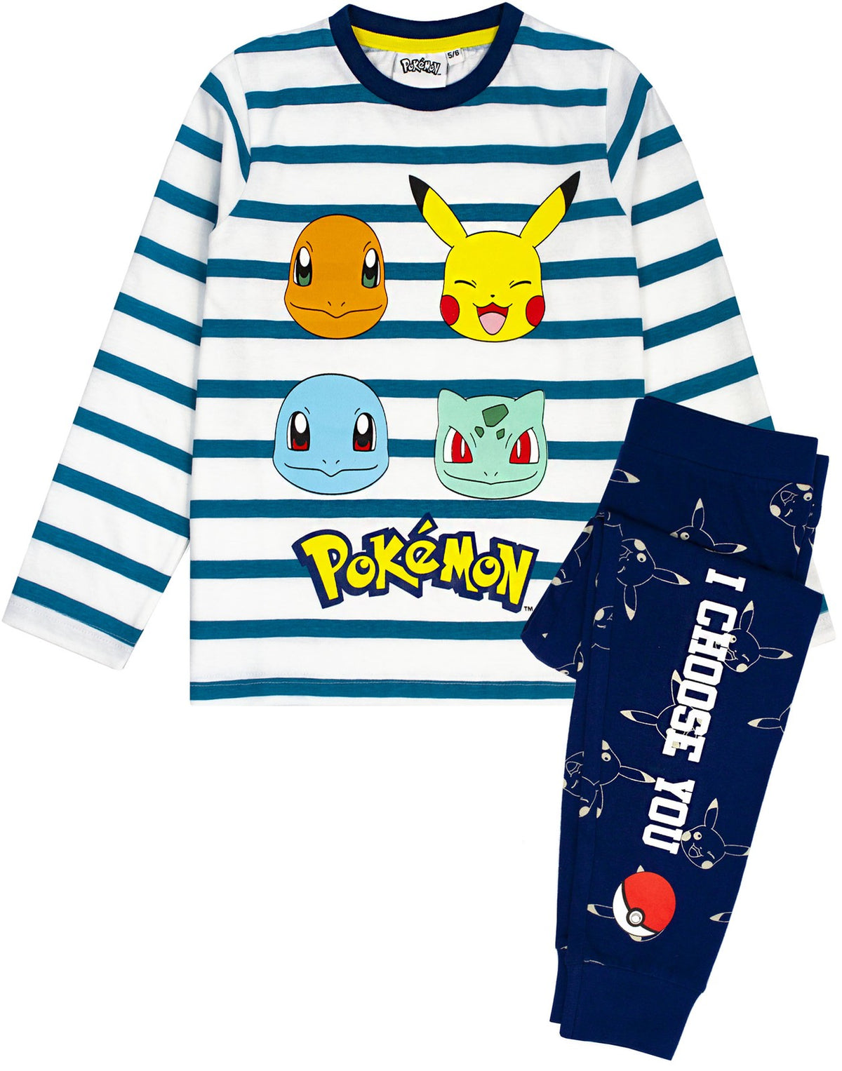 Pokemon Long Sleeve Long Leg Pyjama Set | Unisex Kids White | Official Merch