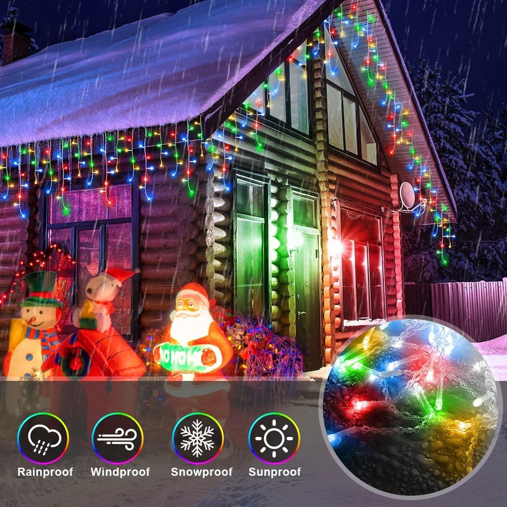 CHRISTMAS LED WHITE SNOWING ICICLE BRIGHT PARTY WEDDING XMAS OUTDOOR LIGHTS